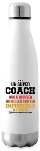 Spreadshirt Super Coach Sportif Humour Entraîneur Gourde Isotherme, 500 ml, blanc