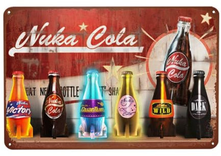 Plaque en métal vintage Nuka Cola - Poster décoratif amusant pour la maison, l'homme, la grotte, le jardin, le bar, le garage, 30 x 20 cm
