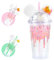 SilverChry Verre à Eau avec Couvercle et Paille, Gobelet Paille 450ML, Gourde Paille - Glace à l'ours Design, Verre Matcha Cafe, Gobelet Smoothie, Bubble Tea Verre Milkshake Réutilisable (rosa)