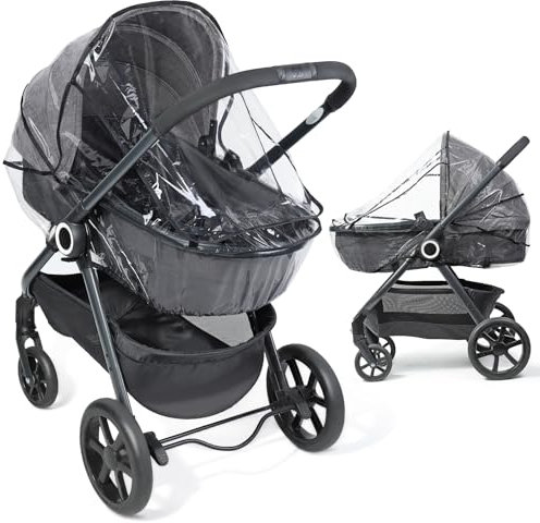 Orzbow Universal Regenschutz Kinderwagen & Babywanne, Atmungsaktiv Kinderwagen & Babywanne Regenschutz mit Fenster, Geruchlos Regenschutz Babywanne & Buggy mit EVA-Material,Bequemer Einbau,Transparent
