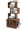 GOPLUS Arbre a Chat Bibliothèque en Forme S avec Meuble Litière Chat, Maison pour Chat avec 2 Portes et Entrée, Porte à Fermeture Magnétique, Dispositif Anti-basculement, Style Industriel
