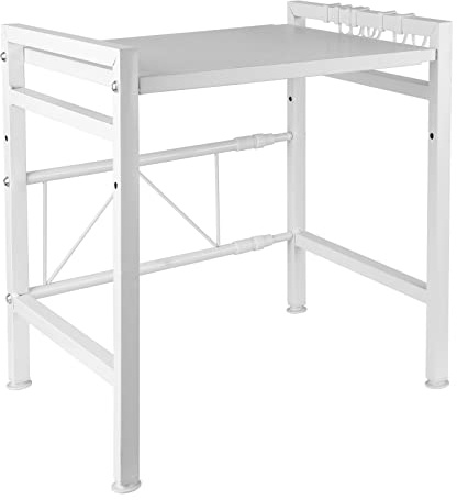 homewell Mikrowellenregal, ausziehbar, Gitter aus Kohlenstoffstahl, für Mikrowelle, 2 Ebenen, Weiß