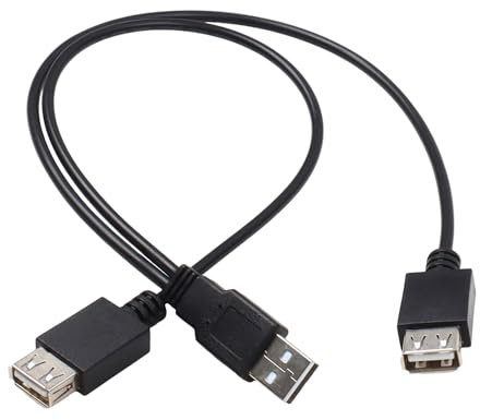 DRHTDXEJ Cable adaptador USB 2.0 Y macho a doble puerto hembra de 40 cm, cable de función activa para discos duros, cable USB de carga de teléfono para teclado