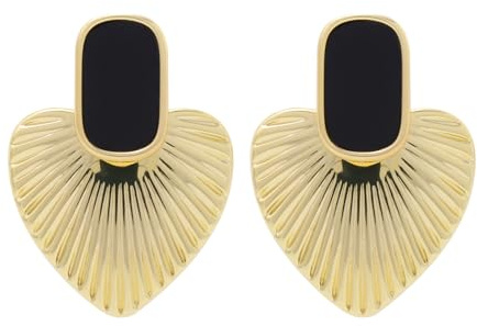 EVEOUT Vintage Herz Ohrringe für Damen Hypoallergene Vergoldete Statement-Ohrringe Elegante Ohrstecker in Herzform für Alltag Party