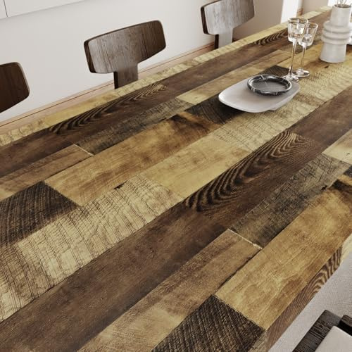 LaCheery Marron Papier Peint Adhesif Mural Effet Bois Vintage 60cm x 400cm Autocollant Cuisine Mural Bois Vinyle Revetement Autocollant Papier Adhesif pour Meuble Imperméable Décor pour Armoire Bureau