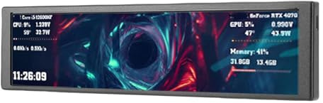 Sxhlseller Display Secondario per PC da 9,2 Pollici |Monitor GPU CPU FHD 1920x462 con Temi Dinamici per Wins 10/11, Pannello di Visualizzazione della Temperatura del PC (BLACK)