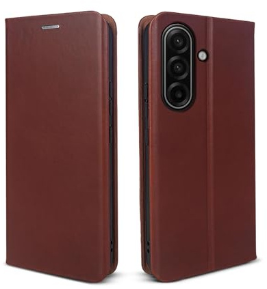phase9 Echtleder Handyhülle für Samsung Galaxy A57 5G Klapphülle Leder Case Hülle Magnetverschluss RFID-Schutz Kartenfächer Geldfach Standfunktion Schutzhülle Datenschutz Braun