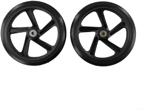 2 Confezione di Ruote per Scooter in PU con Cuscinetti Silenziosi ad Alta Velocità per Sport all'Aperto, Pattini su Ruote, Carrello, Mobili 125 mm 145 mm 180 mm 200 mm Nero (200 mm*40 mm nero)'