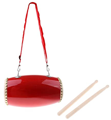 Yunhgft Chinesische Taiko Trommel Traditionelle Waist Drum mit PVC Inklusive Drumsticks Und Tragegurt für Kinder Musikunterricht Percussion Training Ge, 9 cm x 27 cm