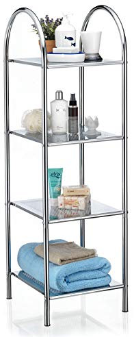 Badregal Standregal Haushaltsregal Handtuchregal SECA aus verchromtem Metall mit 4 Ablagen