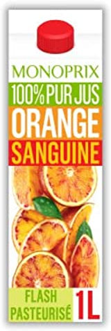 Monoprix 100% pur jus fruit pressé orange sanguine - La brique de 1 l