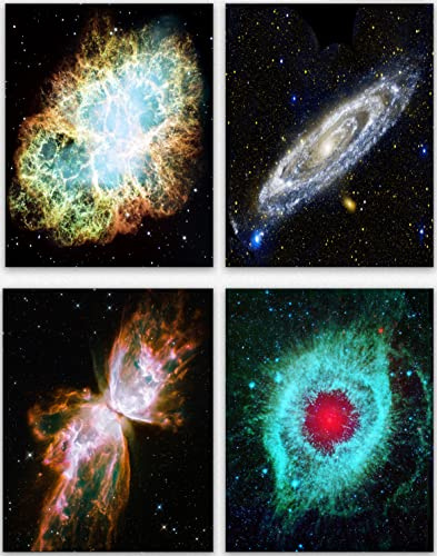 WallBUddy Nebula Posters Set of 4 Hubble Telescope Nebula Space Prints Andromeda Hubble Posters Galaxy Poster Nebula Gift Nebula Decor Nebula Art (21cm x 30cm)