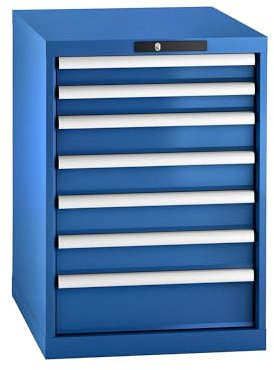 Lista | Schubladenschrank | Stahlblech | HxB 800 x 564 mm | 7 Schubladen | enzianblau