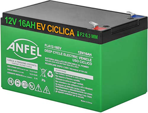 Batteria Lead Acid AGM 12V 16Ah Al Piombo Ricaricabile Ciclica Pila batteria Ermetica Batterie di ricambio per Carrelli Golf Cars Carrozzina Tagliaerba Scooter Trattorino Tosaerba