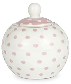Isabelle Rose Azucarero fino porcelana hueso china blanco lunares y rosa 9x9.5 cm