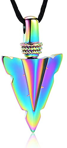 Imrsanl Urnen-Anhänger-Halskette aus Edelstahl für Herren und Jungen, cooler Speerspitzen-Pfeilspitzen-Denkmal-Andenken, Ascheschmuck, Metall, Edelstahl