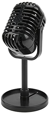 Micrófono de apoyo clásico Accesorios de micrófono retro Modelo de micrófono de apoyo clásico Micrófono de plástico vintage Decoración de mesa de escenario para filmar espectáculos de baile(negro)