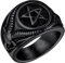 FaithHeart herren Männer Satan Pentagram Ring Statement Ring Punk Siegelring Hip pop Partnerring Freundschaftsring mit Namen Text Gravur