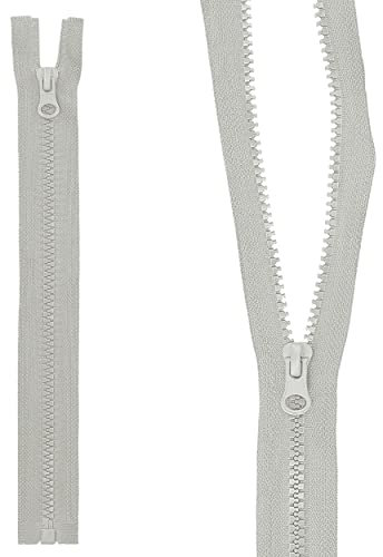 mumbi Reißverschluss teilbar 5mm 25cm Grau Kunststoff Reißverschlüsse mit Zipper grobe Zähne