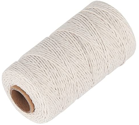 Ohtomber Cotton Butchers Twine String - 328 Feet 2MM Beige Garden Gift Wrapping Twine for Crafts, Kitchen Cooking Butchers String for Meat and Roasting