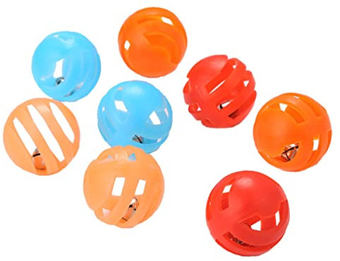 Mipcase Kitten Toy 8PCS Cat Toys PET Ball Interactive Play Lightweight Plastic Colourful Hollow Balls Random Color