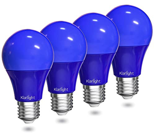 Klarlight 9W E27 Lampadine colorate blu 9w A60/A19 Lampadina a LED Lampadina a LED E26 colorata blu 720LM 4 Pack Lampada decorativa a LED per feste, palcoscenici, decorazioni interne