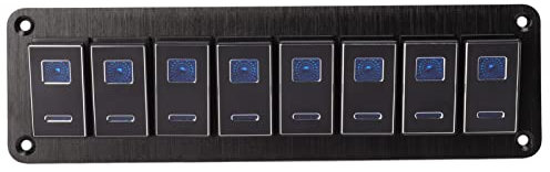 Wasserdichtes Kippschalter-Panel, 8 Gang-Rocker-Schalter-Panel, DC 12V/24V 5 Pin blau LED-Licht vor Verdrahtet Schalter-Panel für Wohnmobil, Auto, Bus, Anhänger, UTV, usw.