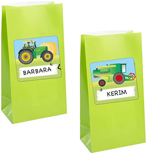 Carpeta 12 Partytüten + 12 Namensschilder für Mitgebsel zum Kindergeburtstag und Mottoparty | Geschenktüten Mitgebseltüten Tüten Kinder Geburtstag, Edition: Bauernhof