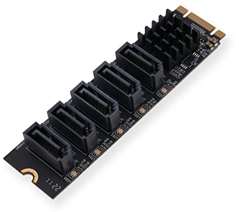 Namvo M2 NGFF NVME M-Key PCI Express vers SATA 3.0 6Gbps 5 Ports Adaptateur Convertisseur Carte d'extension de Disque Dur