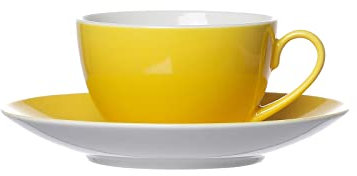 Ritzenhoff & Breker Doppio Kaffeetasse mit Untertasse, 200 ml, Gelb, Porzellan, Buntes Mix-und-Match-Geschirr