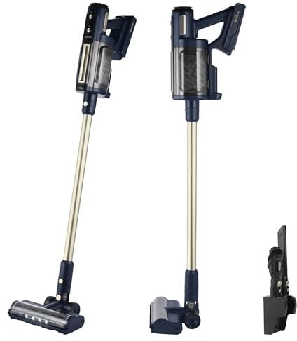 Beldray BEL01841VDE Airgo Aspirador sin cable - unidad de mano 2 en 1, suelos duros/moquetas, 45 minutos de autonomía, 10 bolsas, recargable, motor sin escobillas, soporte de pared/boquilla estrecha