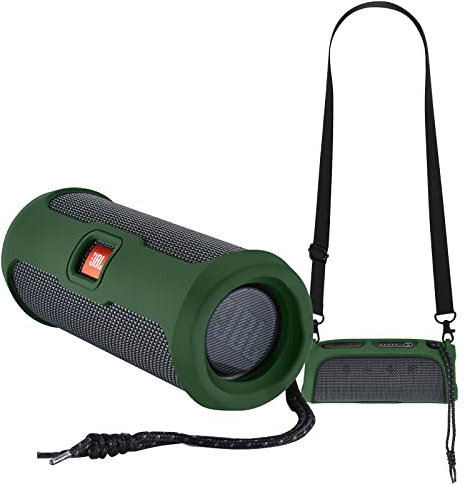 Yaowanguan Silicone Case for JBL Flip Essential 2 Portable Bluetooth Speaker,Flip Essential 2 Portable Protective Travelling Cover Sleeve(Green)