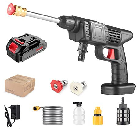 Mioloe Hidrolimpiadora Inalámbrica Portátil, 500 PSI Con Batería y Cargador 48 V 10000 mAh, Recargable Para Lavado de Coches (01)