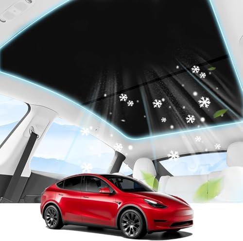 Modelo 3 Auto Techo Solar Sombra de Cristal Compatible con Tesla Model 3 2021 2022 2023 Toldo Parasol con Bloqueo De Ayos UV, Sombrilla para Techo Modelo 3 legable Aislar el Calor (Black, Model 3)