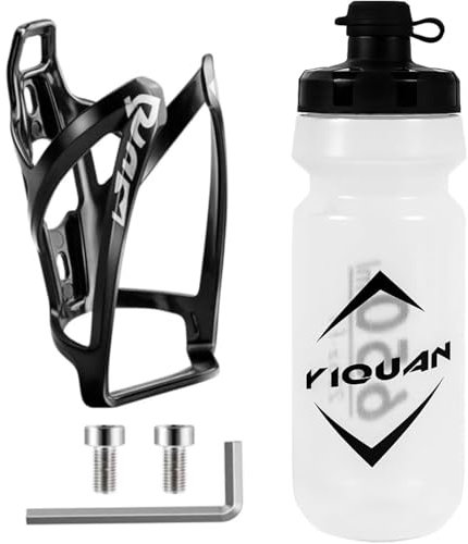 ROGTYO Bike Bottle Holder Set Bicycle Bottle Holder with 650ML Bicycle Bottle, Lightweight Drink Holder Bicycle with Screws - BPA Free Bicycle Water Bottle for Bicycle, Road Bike, Mountain Bikes