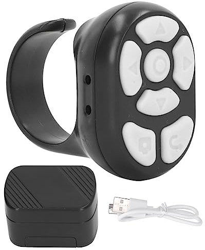 Bluetooth-Fernbedienungs-Seitenwender, für TikTok für App, Remote-Scrolling-Ring-Clicker, Kamera-Fernauslöser, Selfie-Taste, Fingerspitzen-Video-Controller für Mobiltelefone (Schwarz)