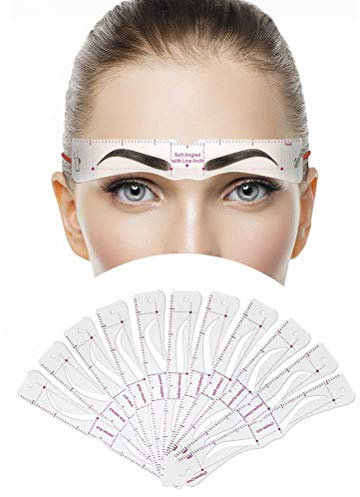 Kit de Pochoirs à Sourcils Réutilisables, 12 Formes, pour un Dessin Facile et Précis, avec Matériau PEVA de Haute qualité et Ceinture de Fixation élastique (Couleur assortie)