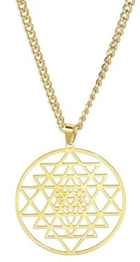 Hindu Sri Yantra Meditation Halskette Männer Edelstahl Gold Farbe Lange Kette Halsketten Amulett Heilige Geometrie Schmuck