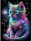 ParNarZar 5D Diamant Painting bilder 30x40cm Lila Galaxie Kätzchen, Klein Eckige Steine DIY vollbild set für Eingangshalle, Treppe, Küche, Speisesaal, Wohnstub, Schlafzimmer