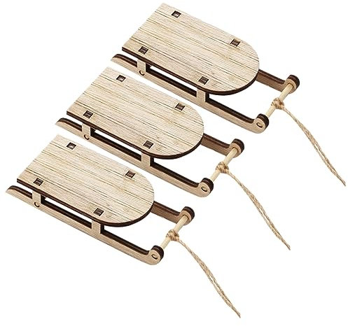 TOPPERFUN 3stücke Teiliges Mini Holzschlitten Dekorative Tisch-Schlitten Aus Holz Handgefertigte Mini-skulpturen Für Weihnachten Kleine Holzschlitten Puppen Als Geschenk Und Bastelobjekt