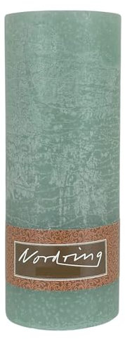 Nordring Stumpenkerze Rustik 7 x 18 cm hoch grün unparfümiert