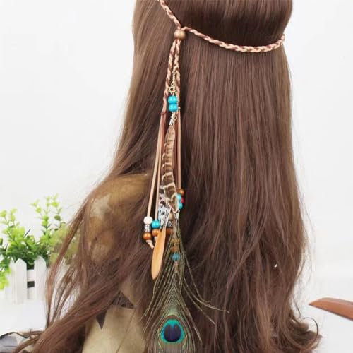 Fasching Prägnant Boho Pfauenfedern Hippie Stirnband, Pfau Kostüm Damen, Karneval Kostüm, Pfauenfeder Haarschmuck