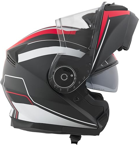BHR Klapphelm 836 FLIP-UP, Integralhelm ECE 22.06 zugelassen mit Sonnenblende, doppeltem kratzfestem Visier und mikrometrischem Auslöser, für Touring und Stadtfahrten, Cool Black, XS