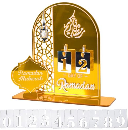 Vibbang Ramadan Kalender Deko, Eid Mubarak Dekoration, DIY Ramadan kalender Dekoration Acryl, Countdown-kalender Ornament Gebet Ramadan Mubarak Dekor, Ramadan Geschenke für Kinder