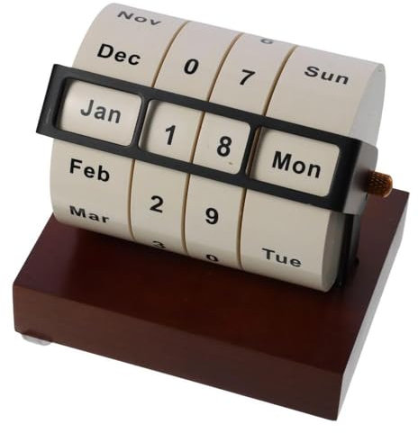 GetCoupon 2024 Großer drehbarer Tischkalender Tischdekoration Inspirierender Immerwährender Ewiger Kalender Countdown Holz Radkalender