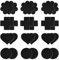 Clyhon 12 Paar Nipple Cover, Nippelpads Sexy Schwarz Nipple Cover Kreuzform Blütenform Rund Herzform, Valentinstag Einweg-Brust-Aufkleber Abziehbild Nippel