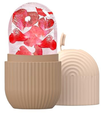 Joyeee Ice Face Roller, Reusable Silicone Mold Face Massage Eye Facial Beauty Skin Care Tools Apply Ice for Shrink Pores Anti Wrinkle Reduce Puffiness Improve Skin Elasticity, Striped, Coffee Color