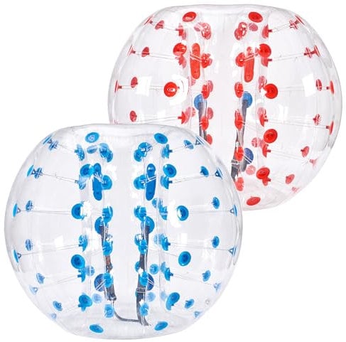 VEVOR Aufblasbarer Bump Ball Bumper Stoßball 2 STK. 1,5 m x 1,2 m, Menschlicher Kollisionsball, PVC-Körperblasen-Bounce-Ball für Outdoor-Aktivitäten, Rote + Blaue Punkte Aufblasbar Bumper Ball