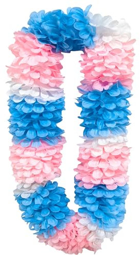 douyif Collana Floreale Hawaiana Ghirlande Multicolore Hawaiian Ghirlanda Grande Fiori Collane Hawaiane per Festa Spiaggia Hawaii Bar Cheerleade Festa Di Carnevale Summer Beach (Blu rosa)
