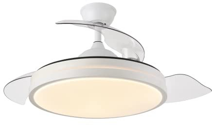 YOEVU EOS - Ventilador de Techo Inteligente WiFi Compatible Alexa, Google Home, App y mando, 6 Velocidades Ultrasilencioso, Luz LED Regulable, 3 Aspas Retráctiles, Temporizador, Bajo Consumo